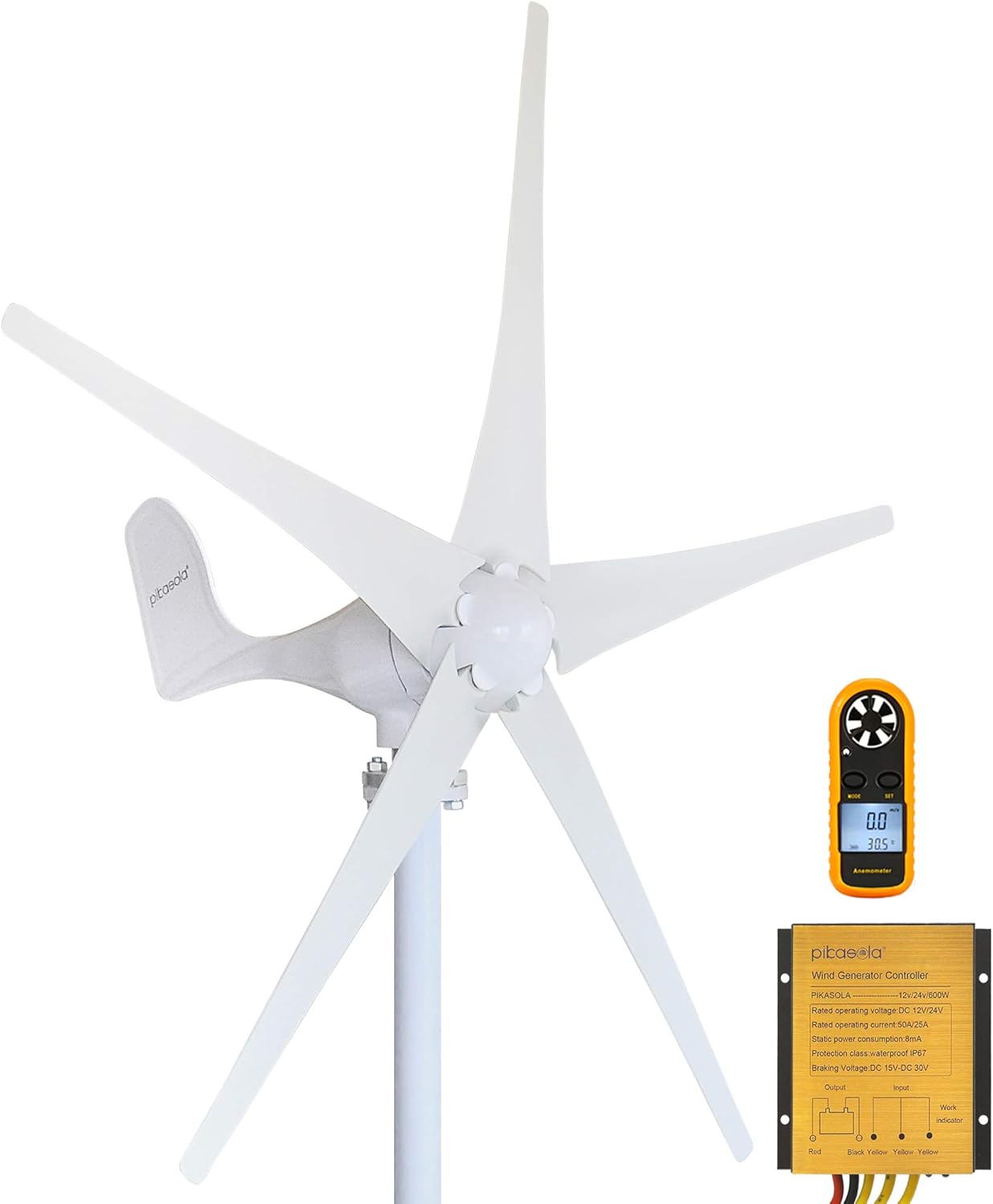 Pikasola 400W Wind Turbine — 12V, 5 Blades